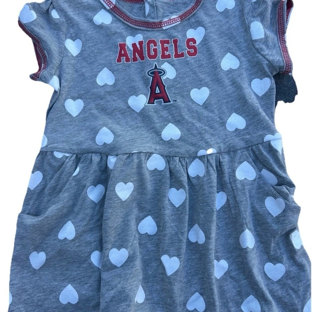 MLB Los Angeles Angels Heart Print Girls Dress - 3T